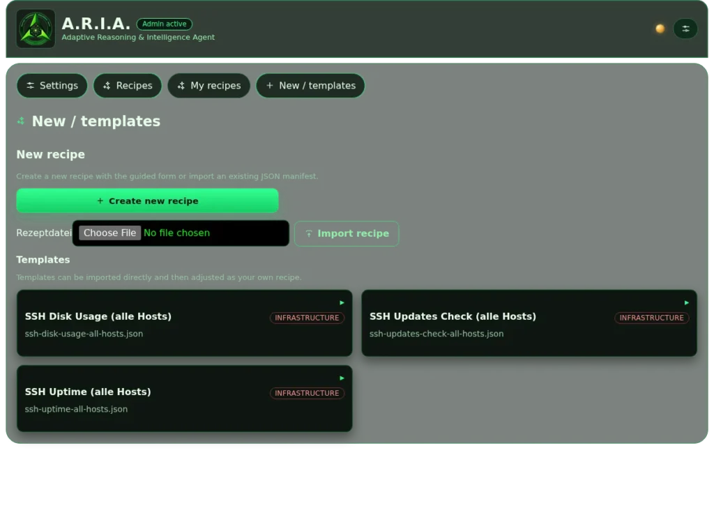Recipe templates